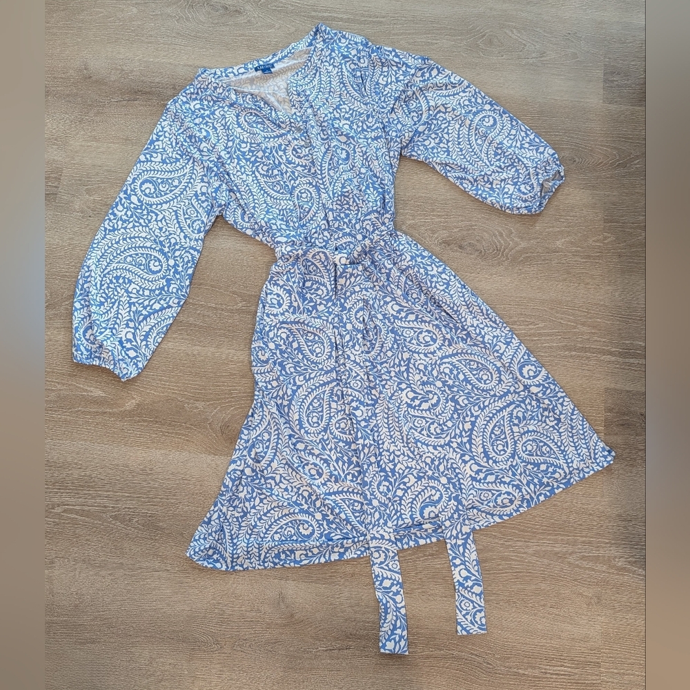 Paisley blue and white pattern dress